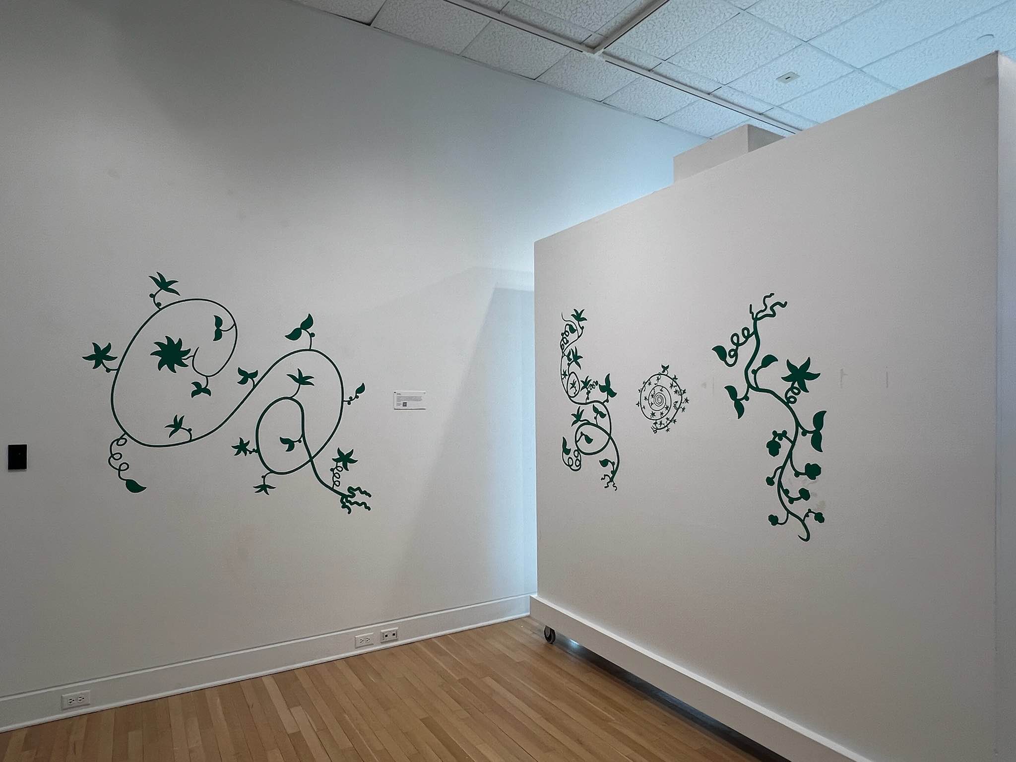 wall decals displaying secret messages encoded in a plant alphabet